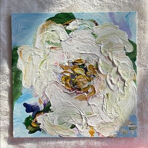 New Abstract Floral Canvas Art in White and Green